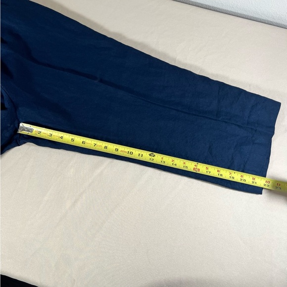 Talbots Bristol Linen Crop Pants Navy Blue Size 16 Petite Summer Classic NWOT - Picture 5 of 12